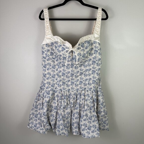 ASTR The Label Adrienne Blue Floral Mini Dress XL Corset Bust Cottagecore NWT - Picture 3 of 11